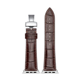 Abell Apple Crocodile-Patterned Genuine Leather Butterfly Buckle Watch Band