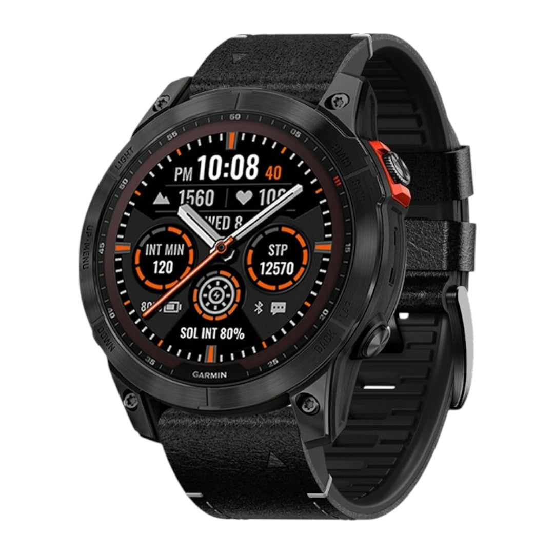 Garnet Garmin 皮革矽膠錶帶 - hkwatchbandco