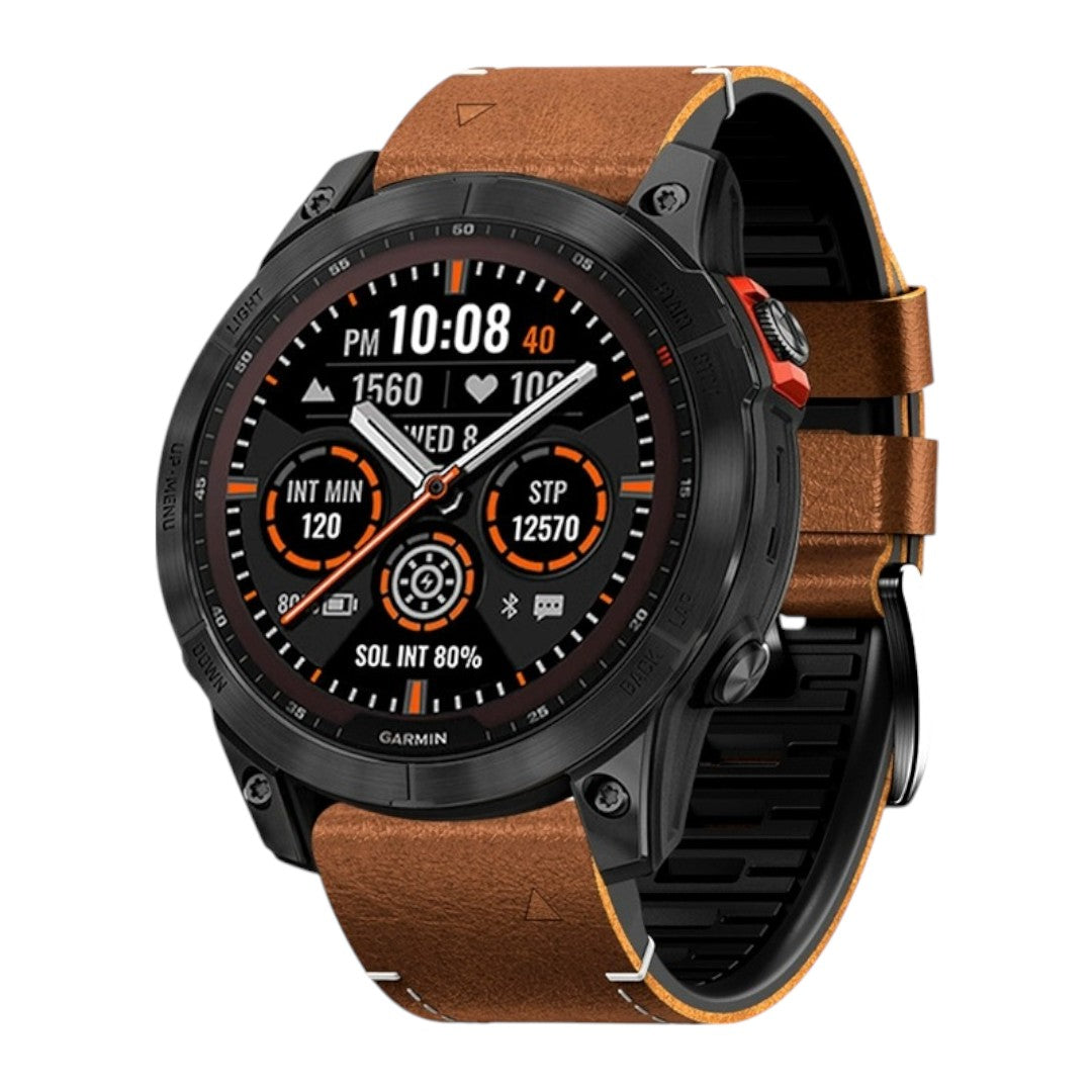 Garnet Garmin 皮革矽膠錶帶 - hkwatchbandco