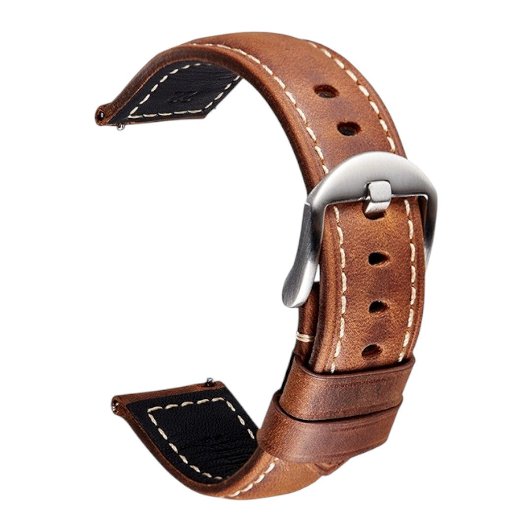 Salvatore Samsung 銀扣皮革錶帶 - hkwatchbandco