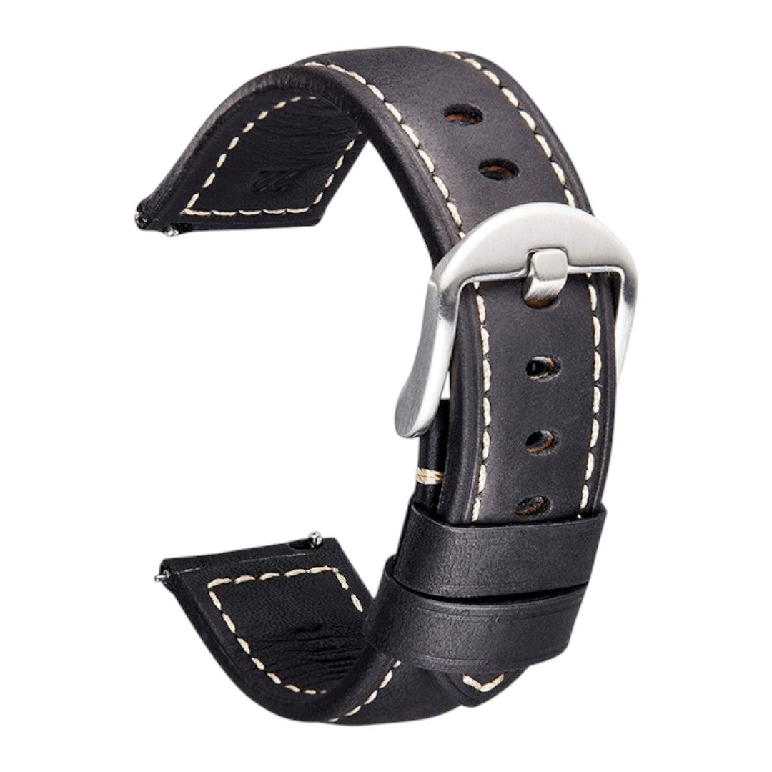 Salvatore Samsung 銀扣皮革錶帶 - hkwatchbandco