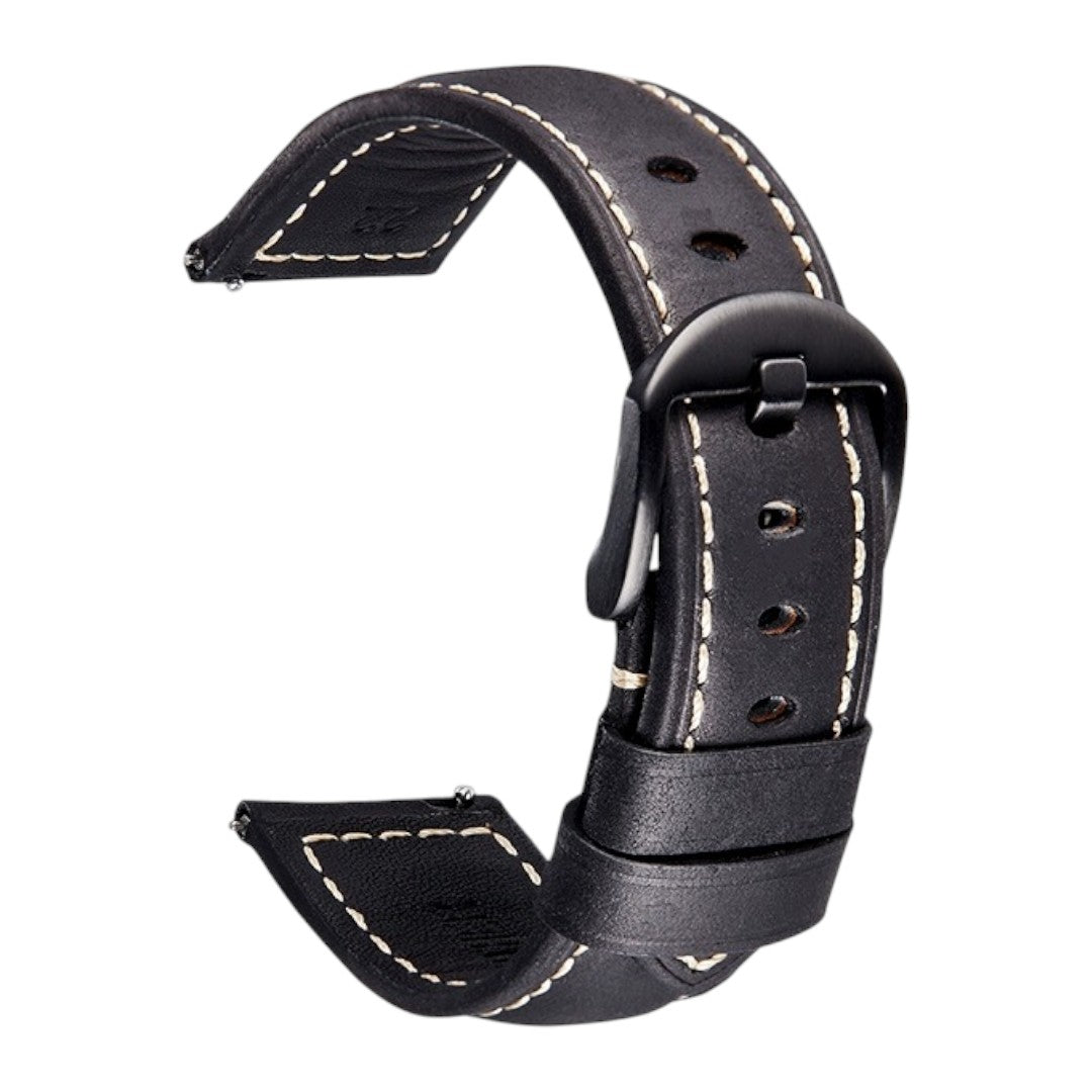 Sawyer Samsung 黑扣皮革錶帶 - hkwatchbandco