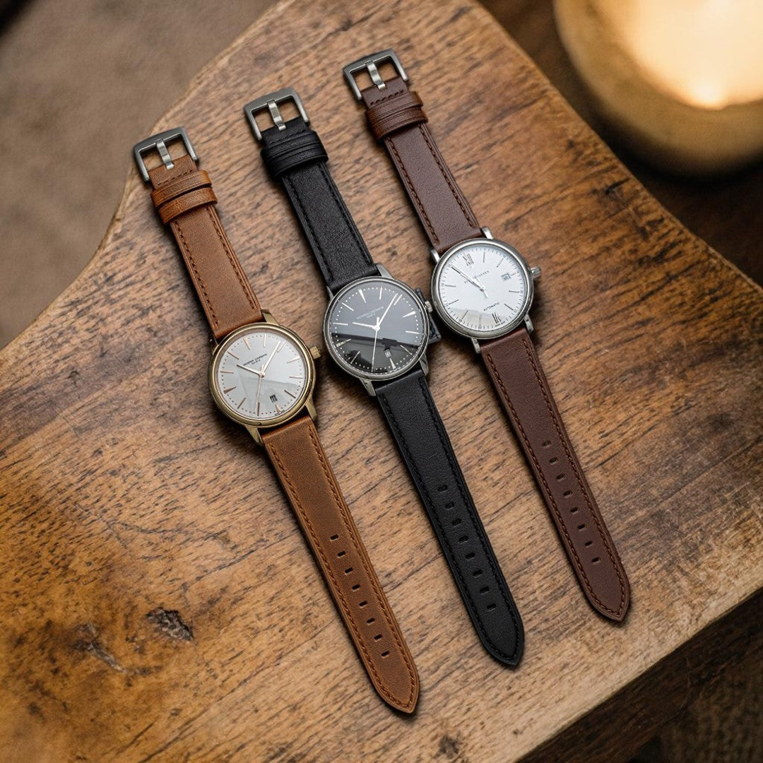 Wade 頭層牛皮快拆平口錶帶 - hkwatchbandco